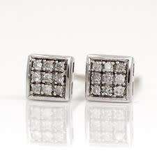 **DIAMOND CLUSTER [R16341]** MICRO PAVE SET [0.175ct] DIAMOND EARRINGS [WHITE GOLD]