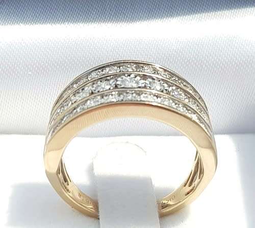 **GORGEOUS | R48419** 3 ROW DESIGN | 1.00ct | ROUND CUT DIAMOND BAND | YELLOW GOLD