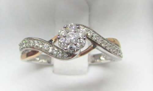 LATE START!!!**SUPERB TWO TONE | R27639** SWIRL DESIGN | 0.350ct | DIAMOND RING | WHITE / ROSE GOLD