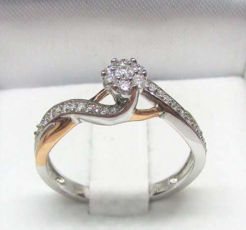 LATE START!!!**SUPERB TWO TONE | R27639** SWIRL DESIGN | 0.350ct | DIAMOND RING | WHITE / ROSE GOLD