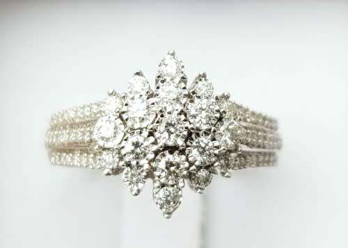 **BRILLIANT BUY [R45042]** 3 ROW DESIGN [1.00ct] DIAMOND RING [WHITE GOLD]