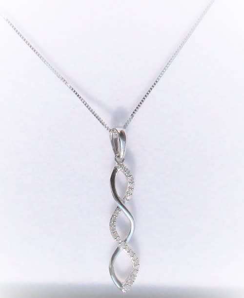 **STUNNING [R18736]** DIAMOND PENDANT [0.150ct] ROUND CUT [WHITE GOLD]