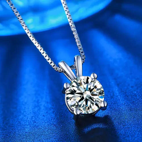 Spectacular! 2 Carat Simulated Solitaire Diamond Pendant With Chain