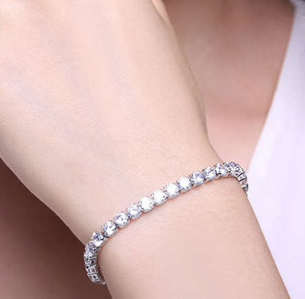 Elegant White Gold plated Engagement Tennis Bracelet -  With Ice White Simulated Stones - Size 17cm