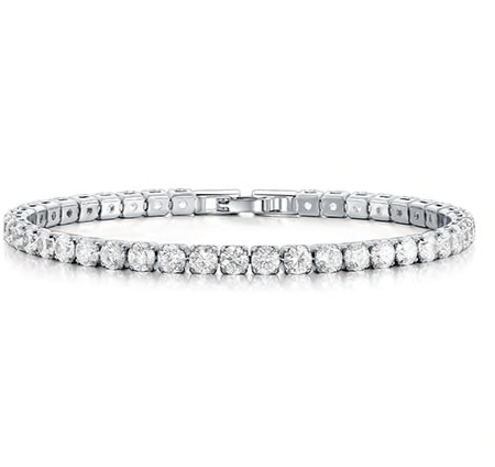 Elegant White Gold plated Engagement Tennis Bracelet -  With Ice White Simulated Stones - Size 17cm