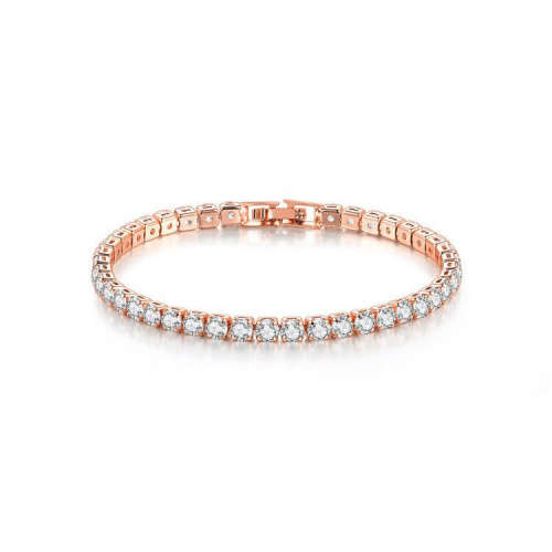 Elegant Rose Gold plated Engagement Tennis Bracelet -  With Ice White Simulated Stones - Size 17cm