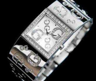 GUESS SILVER WHITE FACE signature crystal watch in GUESS POUCH BAG