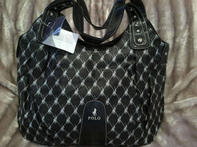 VERY VERY EXCLUSIVE! POLO HANDBAG - POLO TAG WITH ZIP & POLO PRINT INSIDE BAG