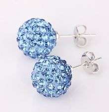 A MUST HAVE!!! ELEGANT LIGHT SAPPHIRE CRYSTAL SHAMBALLA EARRING-SELLS FOR R245 A PAIR IN CHAINSTORES