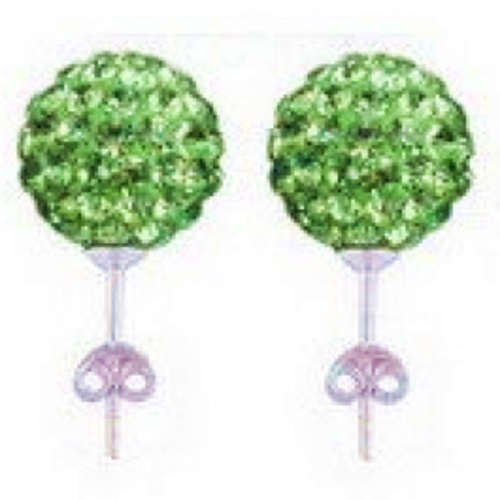 A MUST HAVE!!! VERY LIGHT OLIVINE CRYSTAL SHAMBALLA EARRING-SELLS FOR R245 A PAIR