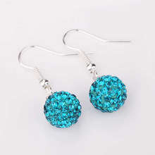 A MUST HAVE!!! ELEGANT BLUE ZIRC CRYSTAL SHAMBALLA LOOP EARRING-SELLS FOR R245 A PAIR