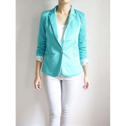 STUNNING LIGHT TURQUOISE BLUE BLAZER WITH TAG MARKED 79.95 EUROS - SIZE XS- FITS SIZE 26-28