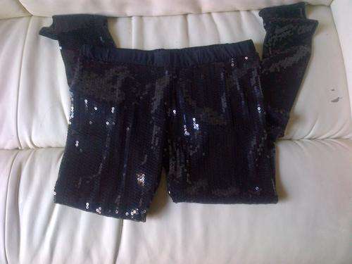 STUNNING BLACK SEQUIN TIGHTS SIZE MEDIUM - FITS SIZE 30 - 34