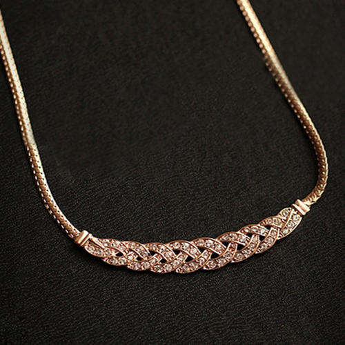 EXQUISITE!! 18K Yellow Gold Zircon Necklace-Made With Crystal Sim. Diamonds