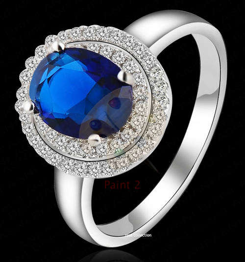 Eternal!!! Simulated Sapphire & Sim. Diamond Ring with Accents Engagement Ring - Size7 /O/17.3mm