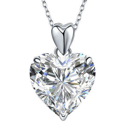 Magnificent! 5 Carat Cr. Diamond Heart 925 Sterling silver Necklace - Out of this world!!
