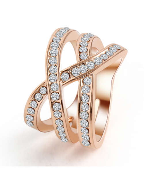 OUTSTANDING!! ROSE GOLD PLATED WITH SIMULATED DIAMOND RING SIZE 7/17.3MM/O