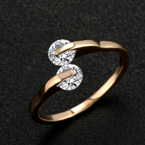 GORGEOUS!! RESIZABLE 18K YELLOW GOLD PLATED WITH SIMULATED DIAMOND RING - ERV R999