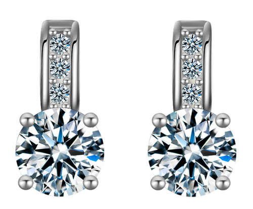 SPARKLING!! SILVER COLOR PLATED WITH SIMULATED DIAMOND EARRING - ERV R999