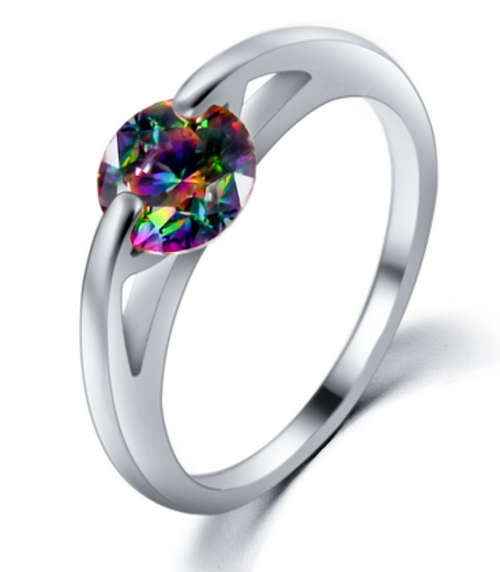 PHENOMENAL!! SILVER PLATED WITH SIMULATED DIAMOND RING SIZE 7.17.3MM/O