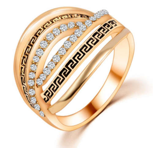 MARVELLOUS!! YELLOW GOLD PLATED WITH SIMULATED DIAMOND RING SIZE 7/17.3MM/O