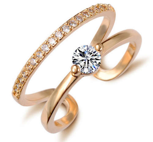 MARVELLOUS!! RESIZABLE YELLOW GOLD PLATED WITH SIMULATED DIAMOND RING