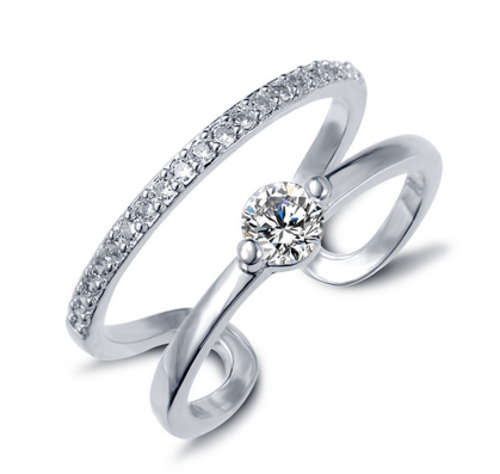 BREATHTAKING!! RESIZABLE WHITE GOLD PLATED WITH SIMULATED DIAMOND RING