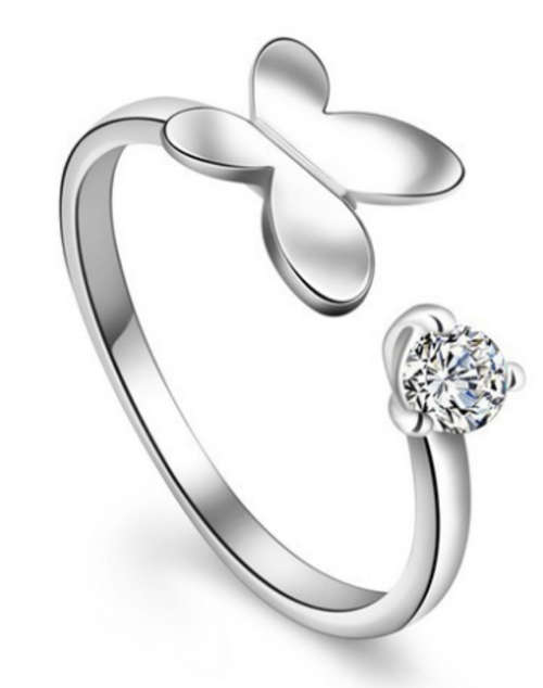 PHENOMENAL!! RESIZABLE SILVER PLATED WITH SIMULATED DIAMOND RING
