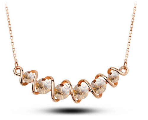 MIND-BOGGLING!! ROSE GOLD PLATED WITH SIMULATED DIAMOND NECKLACE PENDANT