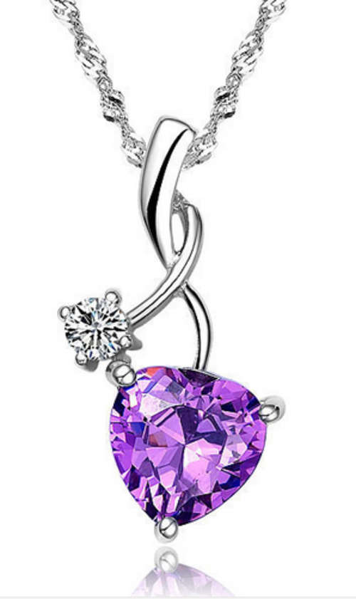 EXTRAORDINARY!! WHITE GOLD PLATED SIMULATED DIAMOND NECKLACE PENDANT