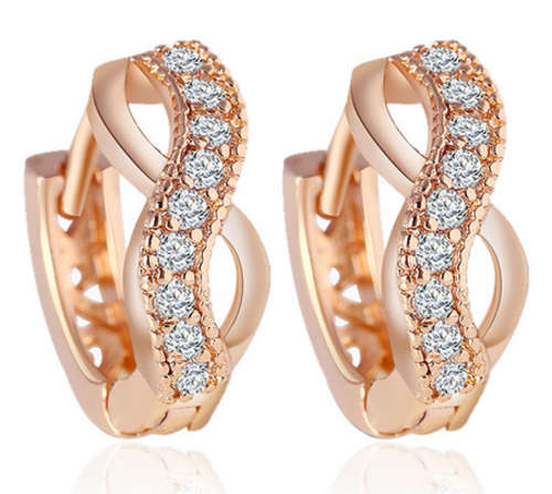 SPARKLING!! YELLOW GOLD PLATED WITH SIMULATED DIAMOND EARRING ERV R999
