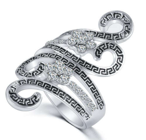 PHENOMENAL!! WHITE GOLD PLATED WITH SIMULATED DIAMOND RING SIZE 7/17.3MM/O ERV R999