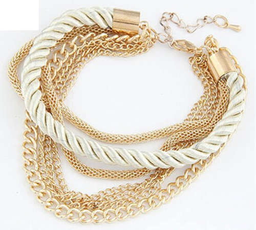 MIND-BLOWING!! ROPE AND CHAIN YELLOW GOLD PLATED BRACELETS ERV R999