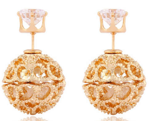 SPARKLING!! YELLOW GOLD PLATED WITH SIMULATED DIAMOND EARRING