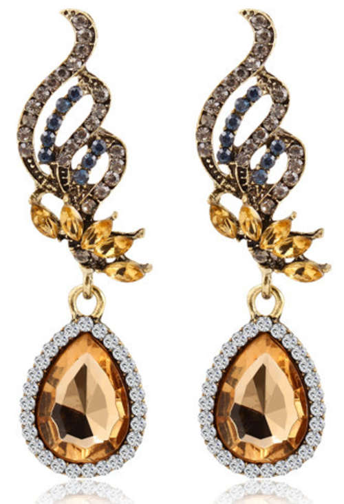 SPARKLING!! YELLOW GOLD PLATED WITH SIMULATED DIAMOND EARRING ERV R999