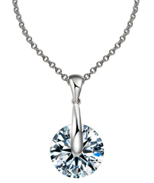 EXQUISITE!! SILVER PLATED WITH SIMULATED DIAMOND NECKLACE ERV R999
