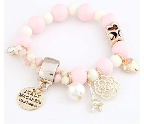 SENSATIONAL!! GOLD PLATED CHARM BRACELET WITH SIMULATED DIAMOND ERV R999