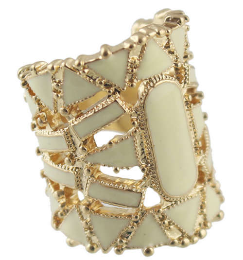 PHENOMENAL!! GOLD PLATED ENAMEL RING SIZE 7/17.3MM/O ERV R599