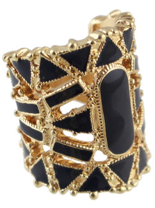 PHENOMENAL!! GOLD PLATED ENAMEL RING SIZE 7/17.3MM/O ERV R999