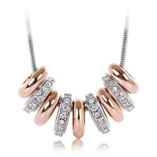 Prodigiousl! 9 Ring Swarovski Elements Crystal Necklace - ROSE GOLD PLATED
