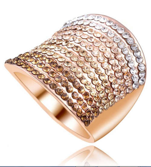 HEADTURNER!! YELLOW GOLD PLATED SIMULATED DIAMOND RING SIZE 8/18.1 MM/P 1/2 ERV R999