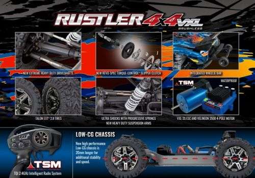 Traxxas Rustler 4×4 VXL Brushless 65Mph+ with TQi R8999 SALE!!