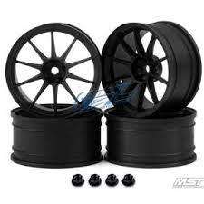 MST 5H BLACK CHROME 1/10 RC OFFSET +5 DRIFT WHEELS SET OF 4