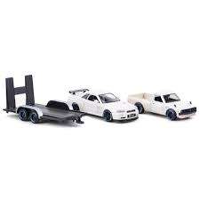 1973 DATSUN 620 PICKUP and NISSAN SKYLINE R34 and TRAILER SET 1:24 CARS MAISTO 32754