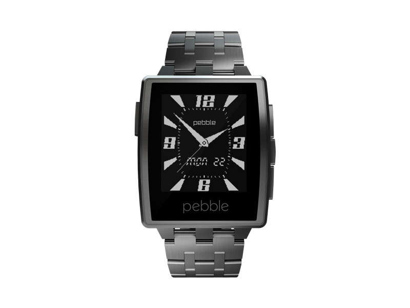 Pebble Steel !! Black- with Steel and Leather Straps!