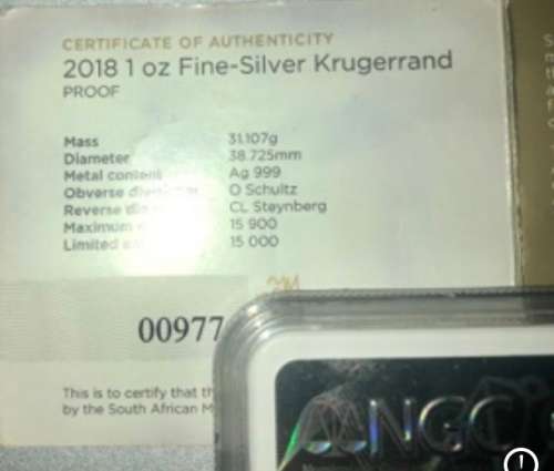 2018 South African Kruger Rand PF69 Ultra Cameo