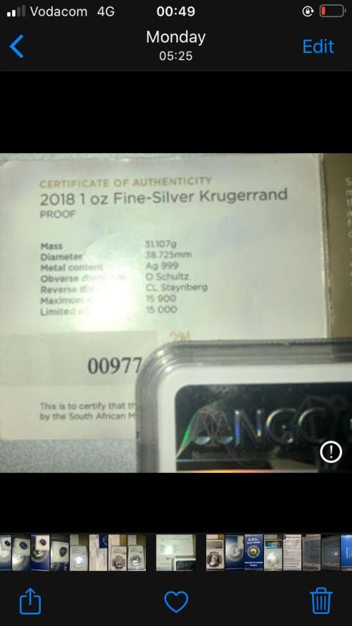 2018 South African Kruger Rand PF69 Ultra Cameo