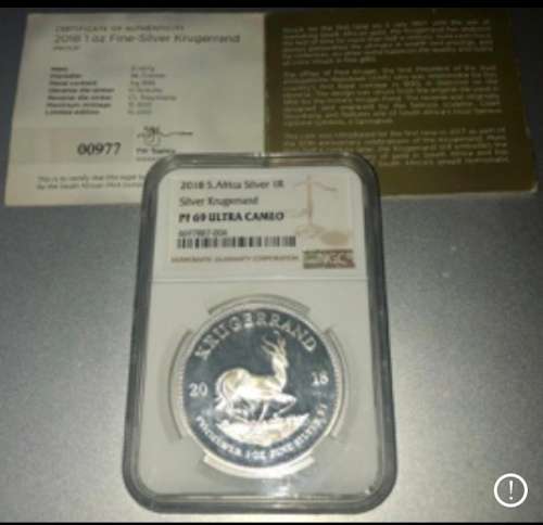 2018 South African Kruger Rand PF69 Ultra Cameo