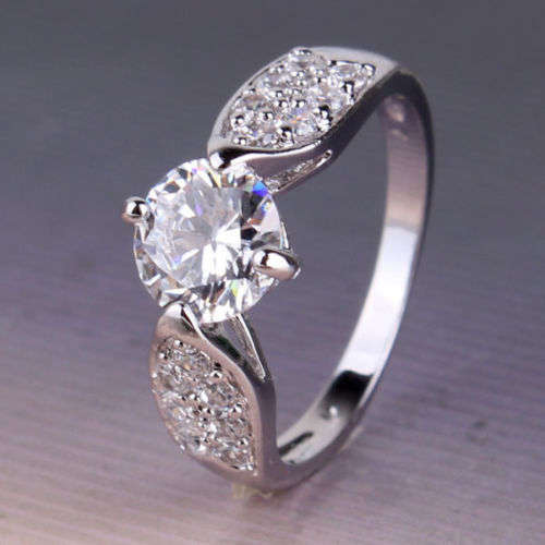 18k white gold filled Unique design woman ring Sz8