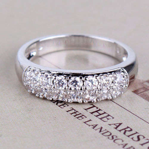 Wedding design charming18k white gold filed white sapphire nice ring Sz9